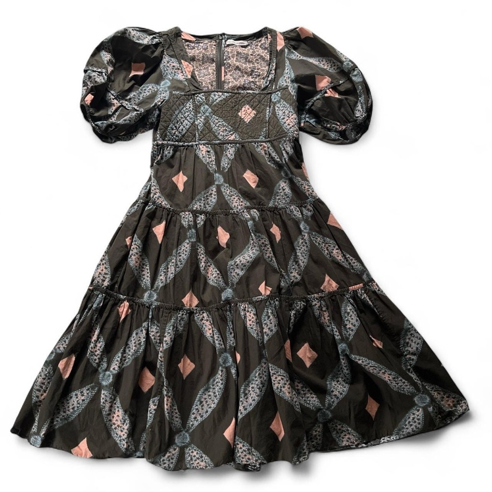 ULLA JOHNSON • Nora Printed Poplin Cotton Midi Dress XXS/XS 0